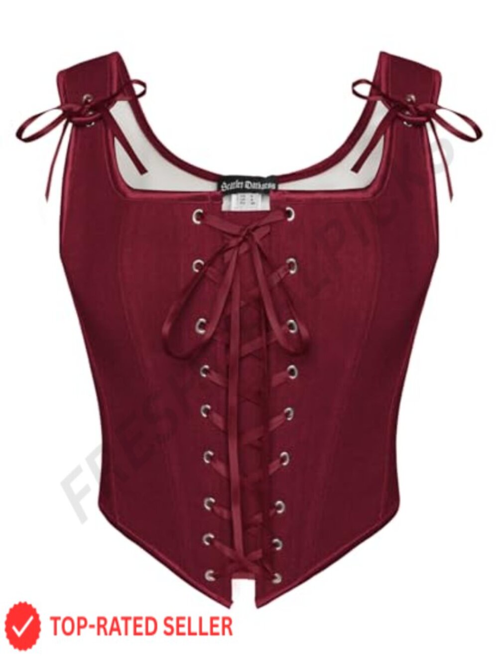 Renaissance Corset Top Lace Up Overbust Bustier Imitation Linen